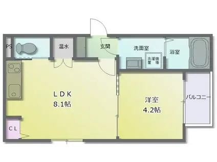 エフアセシアKOBE(1LDK/1階)の間取り写真