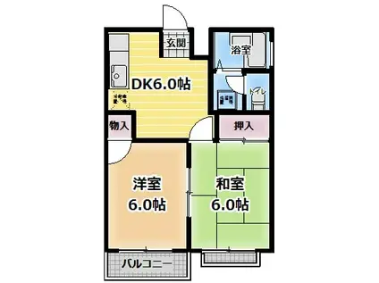 アーバン長根(2DK/1階)の間取り写真