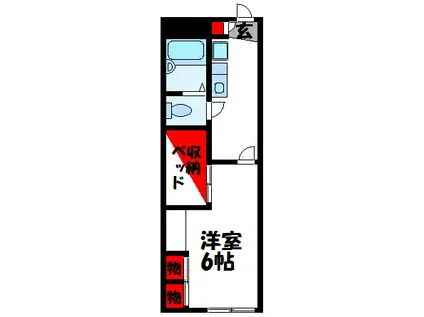 レオパレス飯塚(1K/2階)の間取り写真
