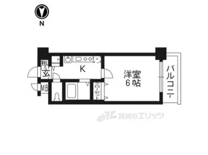 アクロス京都七条鴨川御苑(1K/6階)の間取り写真