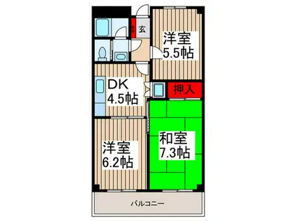 岸町ガーデンハイツ(3DK/1階)の間取り写真