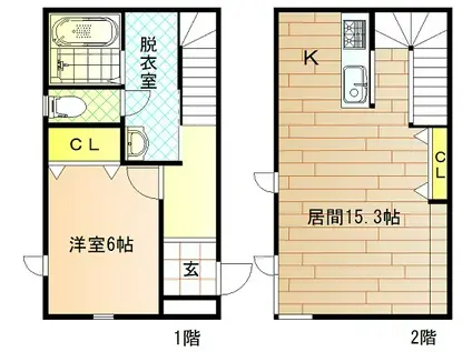 WOOD(1LDK/1階)の間取り写真