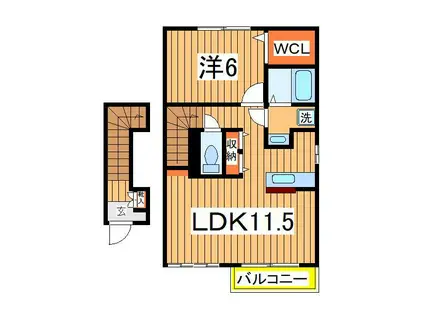 カーサ初石Ⅱ(1LDK/2階)の間取り写真