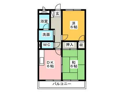SEASIDE FUJI(2DK/2階)の間取り写真