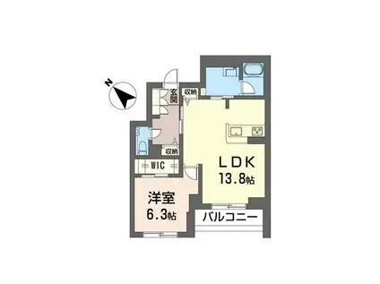セレーノひかわ(1LDK/2階)の間取り写真