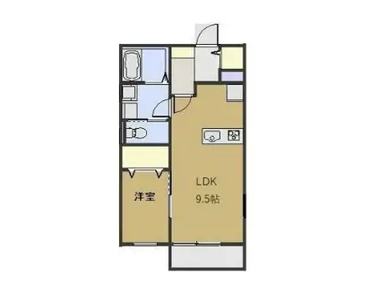 アパートメントK-II(1LDK/2階)の間取り写真