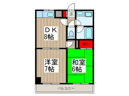 リバーハイツ(2DK/3階)の間取り写真
