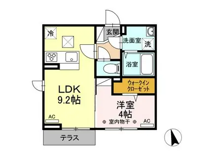 ドルチェ山手(1LDK/1階)の間取り写真