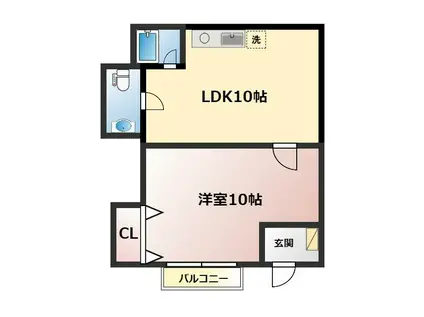 ポルシェ藤沢(1LDK/1階)の間取り写真