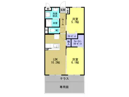 グランシャリオ住吉(2LDK/2階)の間取り写真