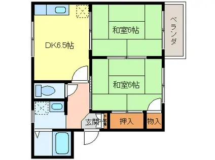 メゾンドキタA棟(2DK/2階)の間取り写真