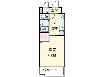 びいⅥ植田(1K/10階)の間取り写真