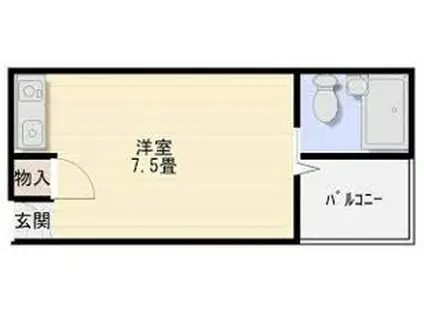 プラザハピネス高安(ワンルーム/2階)の間取り写真