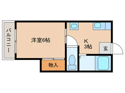 ブルールーフ(1K/1階)の間取り写真