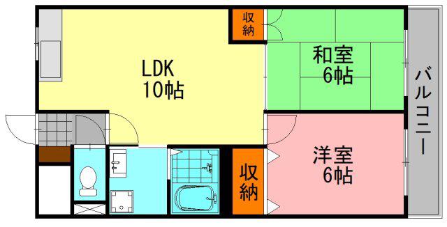 アンフォーラ宮脇(2LDK/3階)の間取り写真