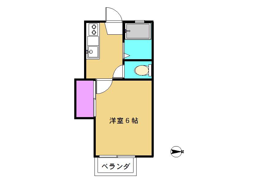 コーポふたば(1K/2階)の間取り写真