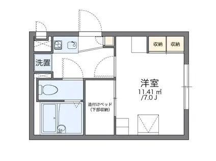 レオパレスドミールブラシェ(1K/1階)の間取り写真