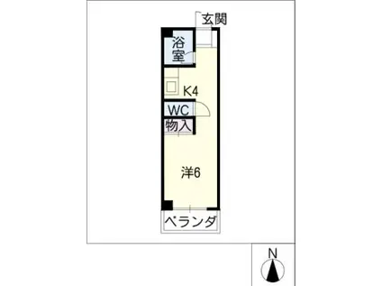 サンガーデン西部(1K/4階)の間取り写真