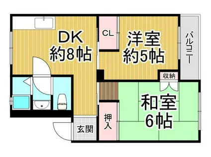 ハイツ桜ヶ丘(2DK/4階)の間取り写真