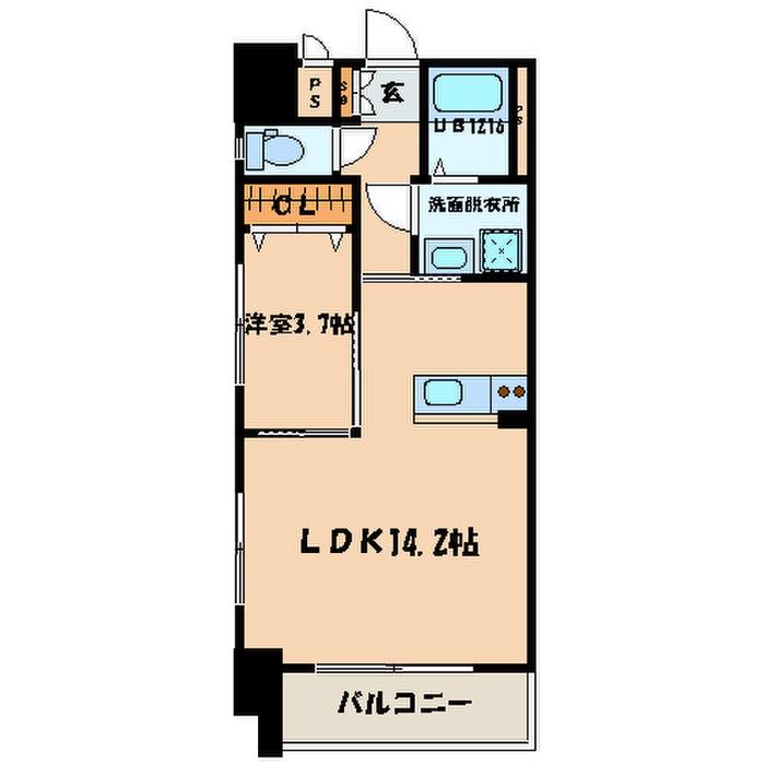 ERIOS COURT 中津口(1LDK/9階)の間取り写真
