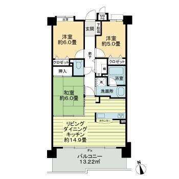 ライオンズマンション三好ヶ丘(3LDK/7階)の間取り写真