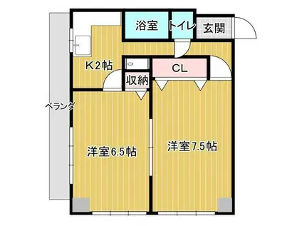 センチュリーロイヤル岡山(2K/2階)の間取り写真