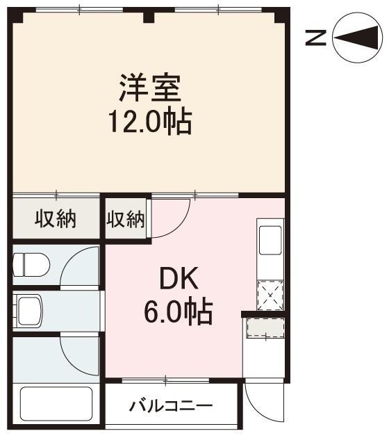 モカール山崎(1DK/2階)の間取り写真