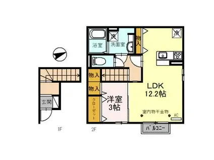 アスコット(1LDK/2階)の間取り写真