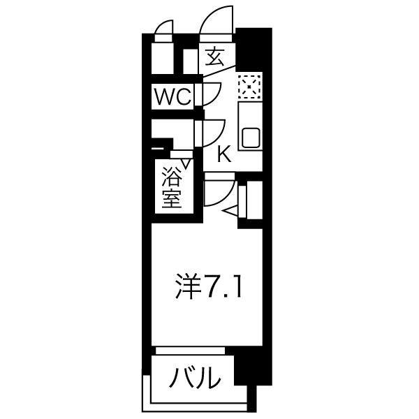 ディアレイシャス上前津(1K/10階)の間取り写真