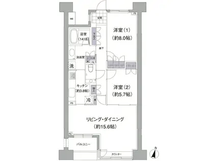 アビティ目黒(2LDK/5階)の間取り写真