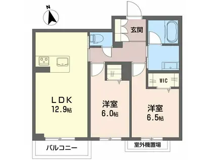 AXIS助信(2LDK/2階)の間取り写真