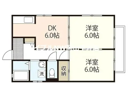 ディアスウイングB棟(2DK/1階)の間取り写真