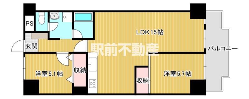 ダイアパレス久留米(2LDK/4階)の間取り写真
