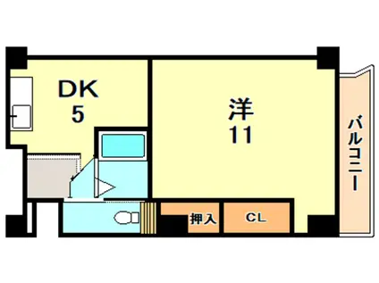 白川台ハイツ(1DK/2階)の間取り写真