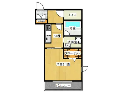 STELLA新松戸(1K/3階)の間取り写真