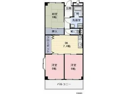 ウエストヒルズ(3DK/1階)の間取り写真