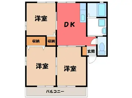 クイーンハイツD(3DK/2階)の間取り写真