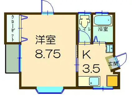 メイプルヒルズ(1K/2階)の間取り写真