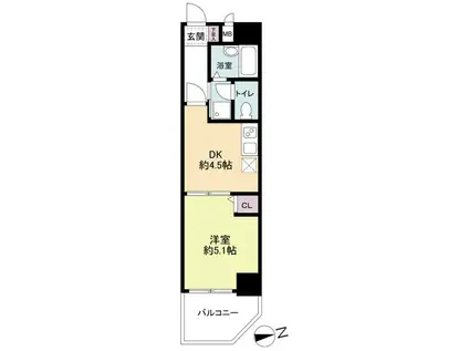 レジディア博多(1DK/10階)の間取り写真