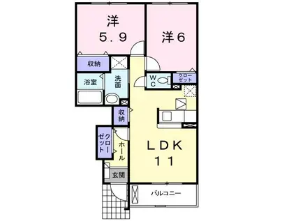 リュミエールA(2LDK/1階)の間取り写真