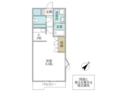 ベル・グラース(1K/2階)の間取り写真