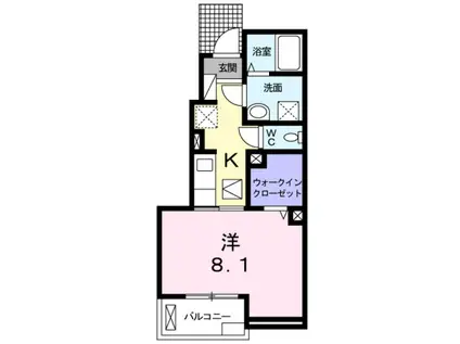フローラ8(1K/1階)の間取り写真