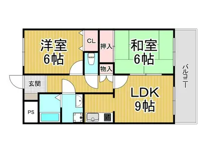 ランティス伊丹北(2LDK/3階)の間取り写真