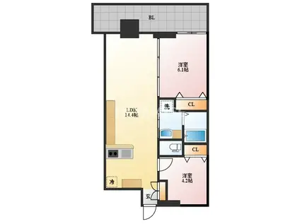 ZEE HAVEN(2LDK/8階)の間取り写真