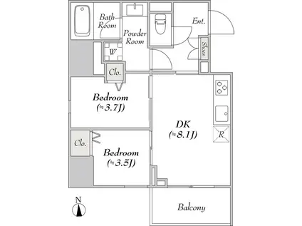 ルミーク文京湯島(2DK/1階)の間取り写真