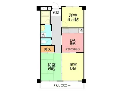 第2サニーハイツヒライ(3DK/4階)の間取り写真