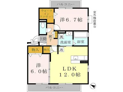 牛滝欅荘(2LDK/2階)の間取り写真