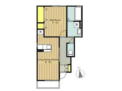 BONHEUR(1LDK/1階)の間取り写真