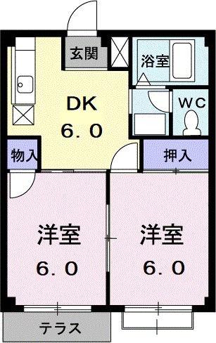 エルディム泉(2DK/1階)の間取り写真