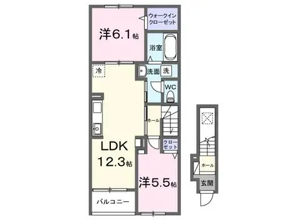 GREENAWAYII(2LDK/2階)の間取り写真
